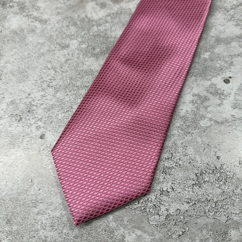 Jones New York Polyester Tie Mens One Size Pink Geometric Jacquard China Necktie